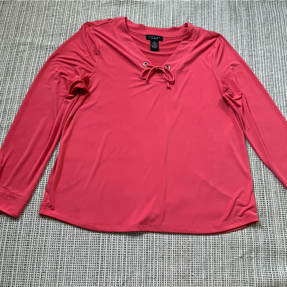 Grace Fuchsia Long Sleeve Blouse Size Large